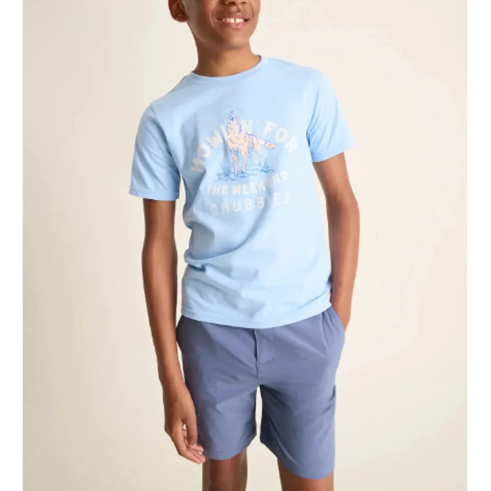 NEW CHUBBIES Boys Soft Blue The Howlin' For The Weekend Pullover T-Shirt XL